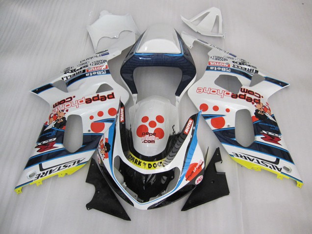 Blanco Azul Oscuro Dog Carenado Suzuki GSXR 600 K1 K2 K3 2001-2003