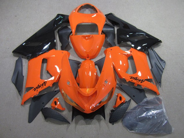 Naranja Negro Ninja Kit ABS Carenado Kawasaki ZX6R 2005-2006