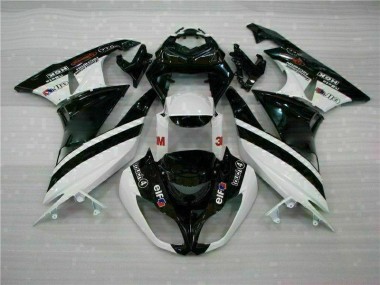 Negro Blanco 3M Touch4 Inyección Kits Carenado Kawasaki ZX6R 2009-2012