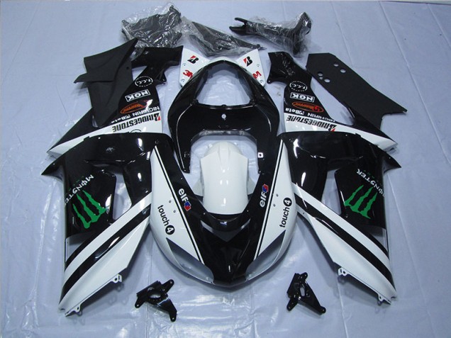 Negro Blanco Monster Touch4 Carenado Kawasaki ZX6R 2007-2008