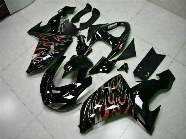 Negro Rojo Llama Kits Completo Carenado Kawasaki ZX10R 2006-2007