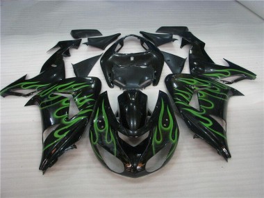 Negro Verde Llama Carenado Kawasaki ZX10R 2006-2007